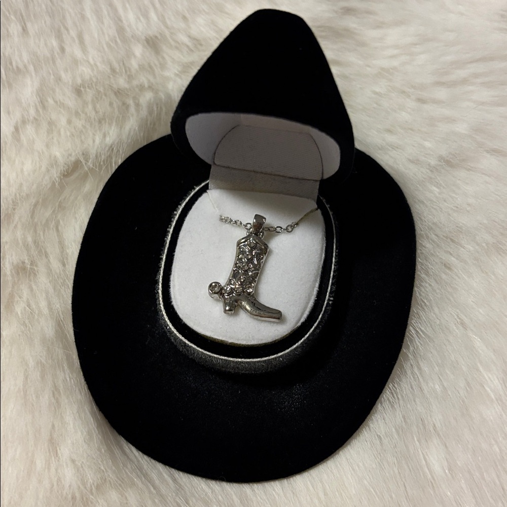 Silver Boot Pendant Necklace
